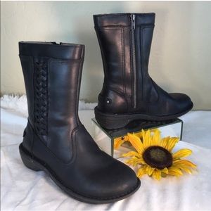 UGG Water Resistant Black Boots with Wool Trim